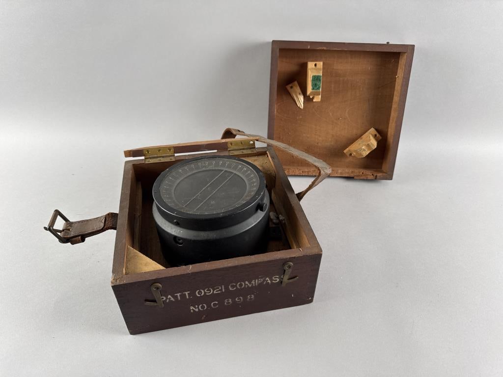 BOXED COMPASS England, Early 20th Century Box height 6.25". Width 10.5". Depth 10.5". (1 of 4)
