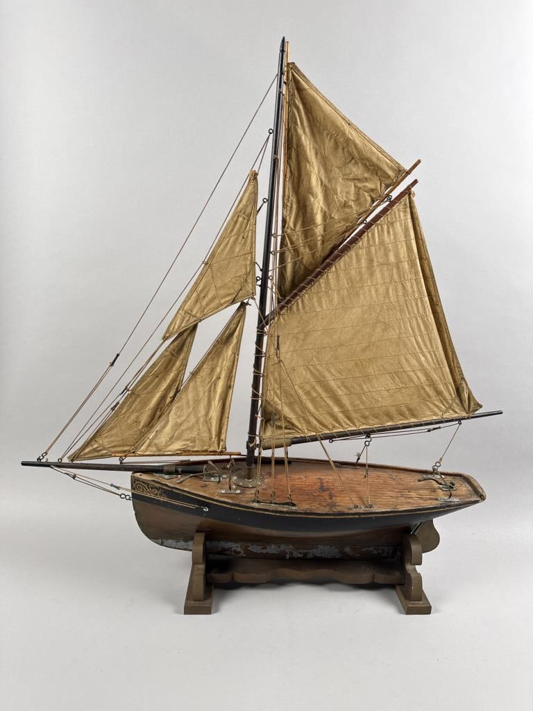 MODEL OF A GAFF-RIGGED CUTTER 20th Century Height 34". Length 32". (1 of 3)