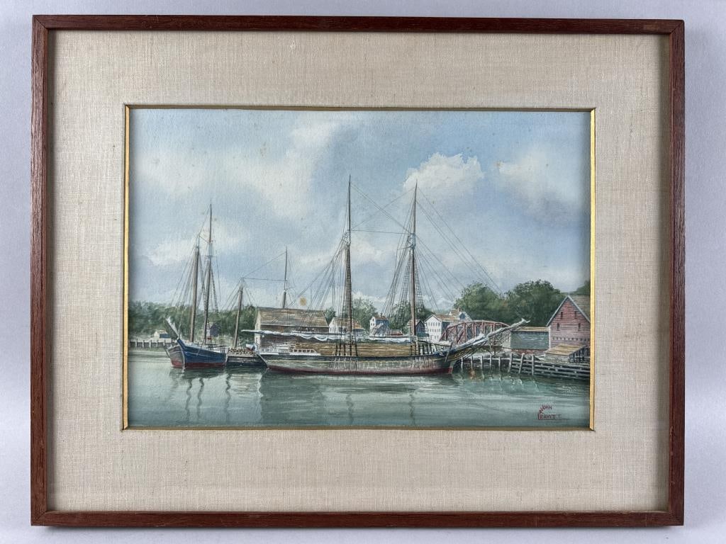 JOHN FAUNCE LEAVITT (Massachusetts/Connecticut, 1905-1974), The ships James L. Maloy and Moonlight (1 of 3)