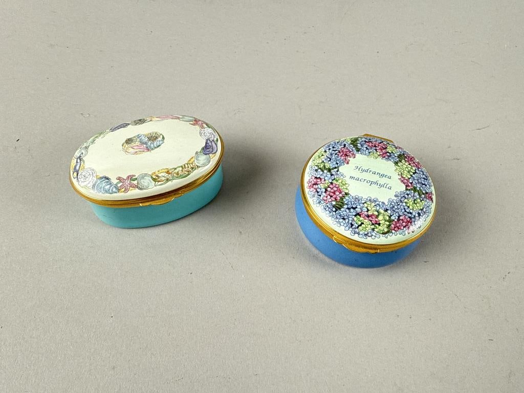 TWO ANDERSON'S NANTUCKET LIMITED EDITION ENAMELED BOXES Contemporary Heights approx. 1.25". (1 of 3)