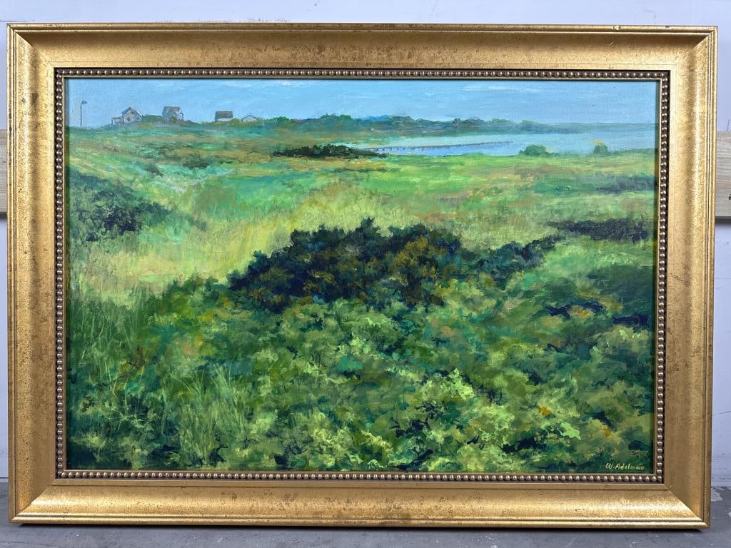 WILLIAM J. ADELMAN, JR. (Massachusetts, 1928-2014), Cape Cod coastal scene., Acrylic on canvas, 24": WILLIAM J. ADELMAN, JR.Massachusetts, 1928-2014Cape Cod coastal scene. Signed lower right.Acrylic on canvas, 24" x 36". Framed 30" x 42".