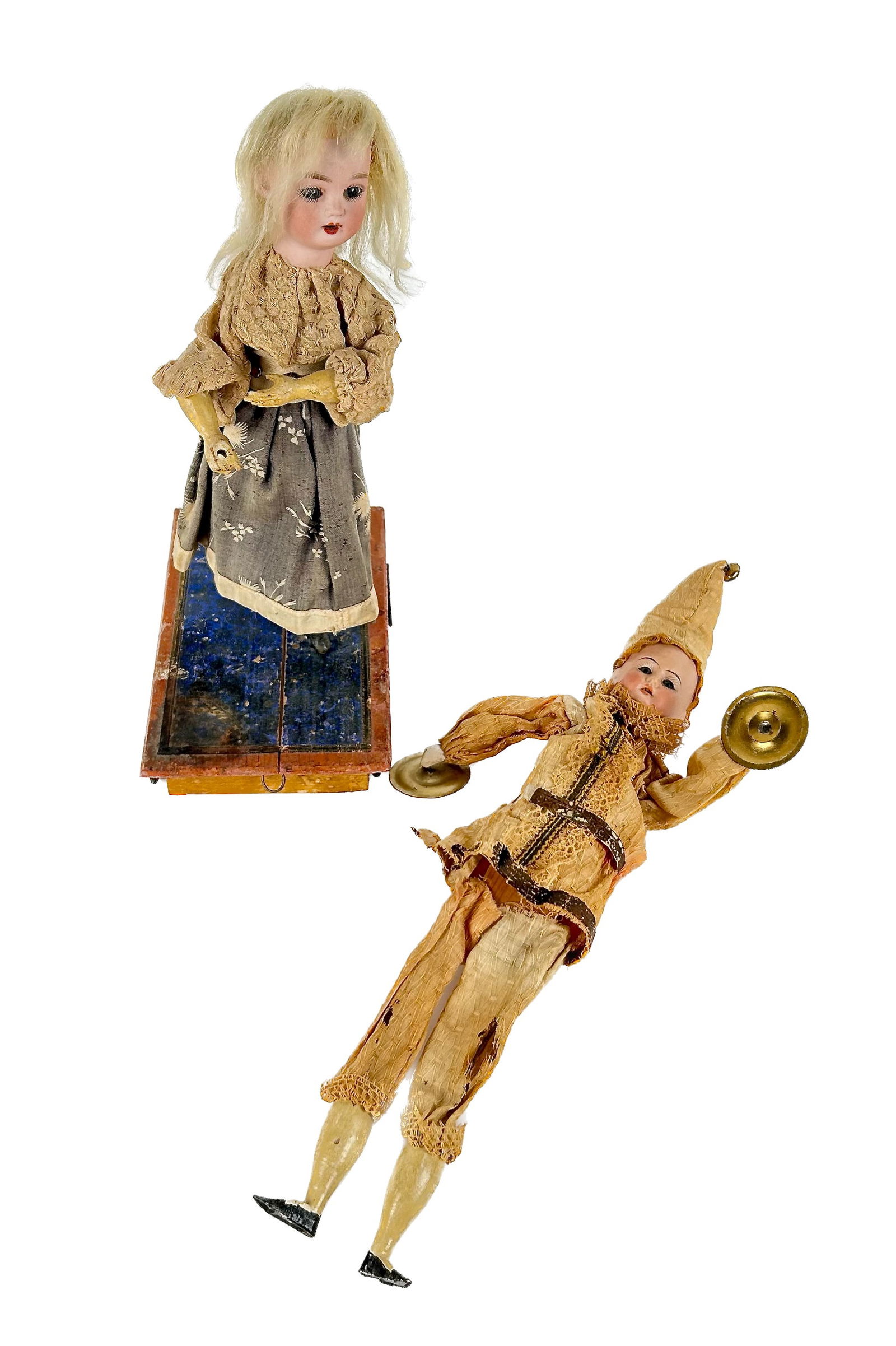 TWO BISQUE-HEAD AUTOMATON FIGURES Early 20th Century (1 of 5)