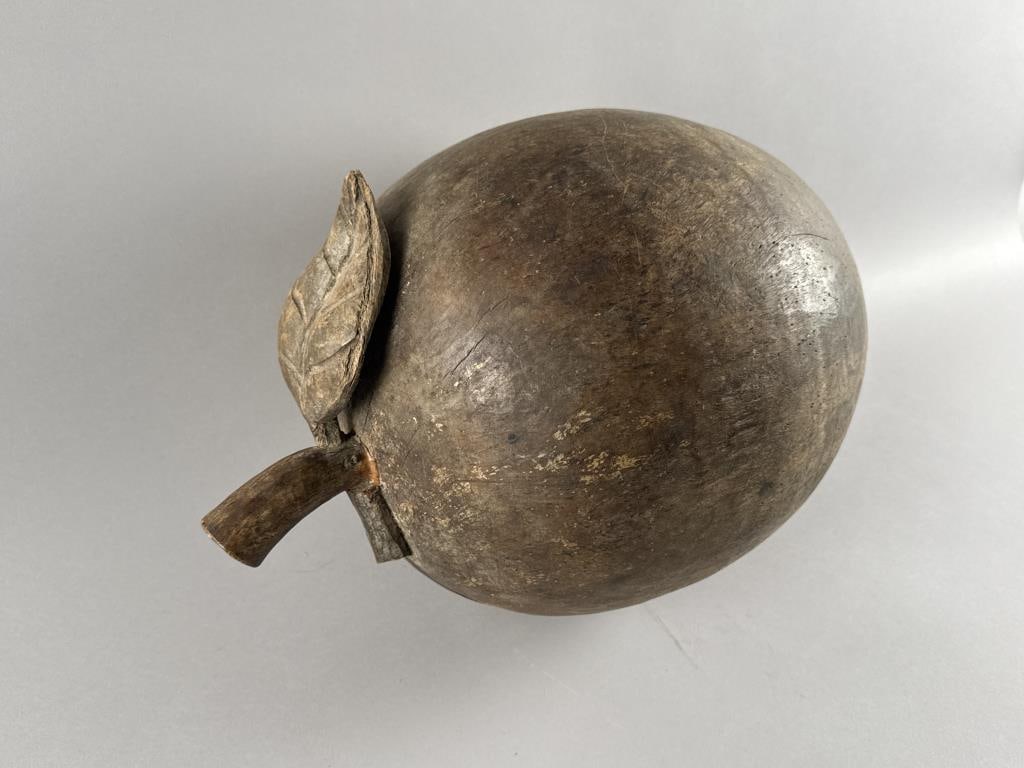 FOLK ART CARVING OF AN ENORMOUS APPLE 20th Century Length approx. 17". (1 of 5)