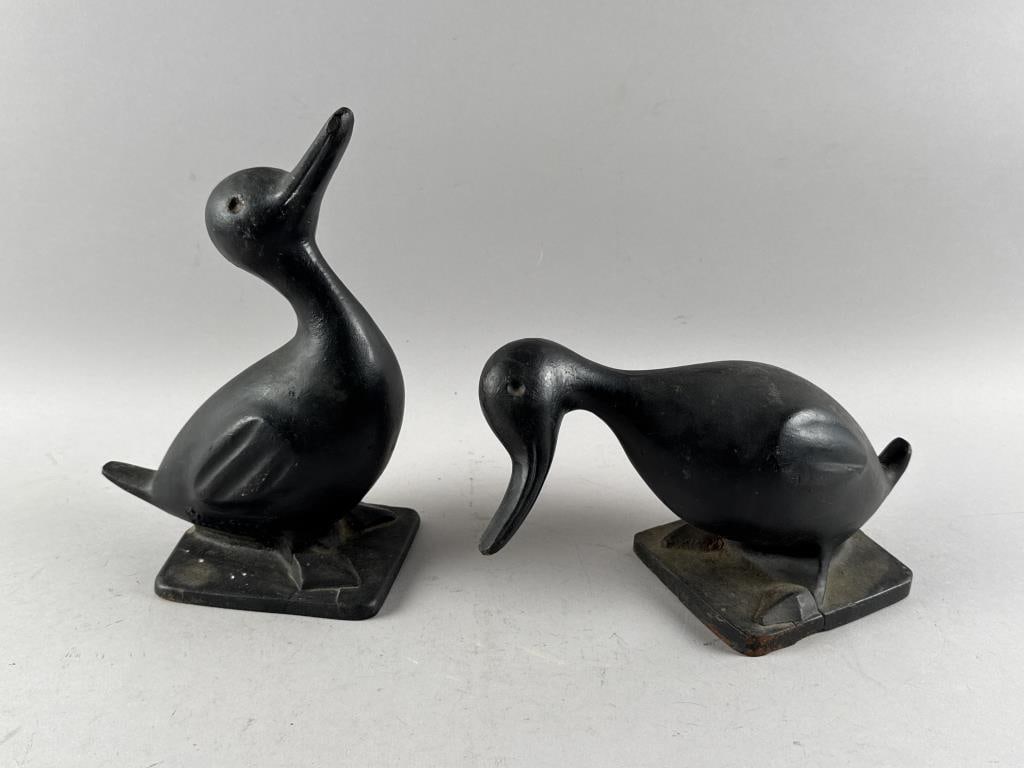 TWO VIRGINIA METALCRAFTERS CAST IRON DUCKS Waynesboro, Virginia, 1950 Heights to 12". (1 of 5)
