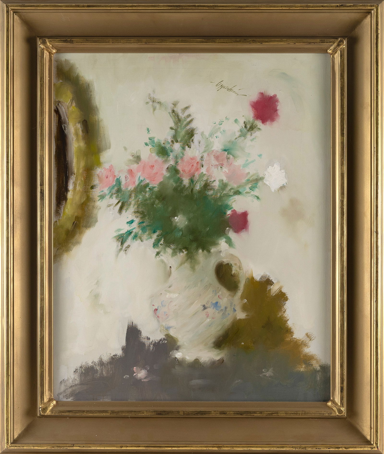 SAMUEL EDMUND OPPENHEIM (New York/Florida, 1901-1992), White pitcher with flowers., Oil on canvas, (1 of 2)