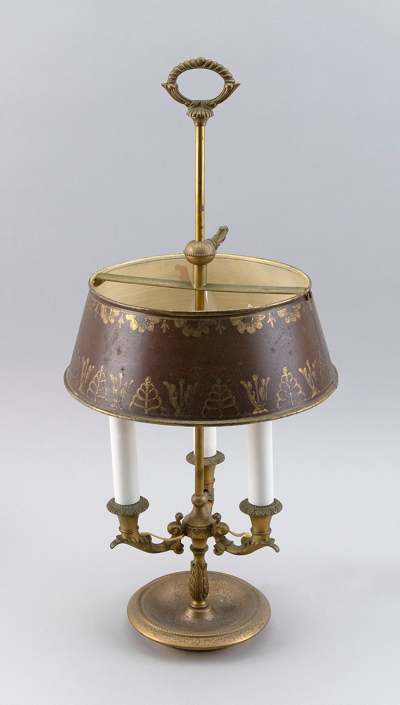 FRENCH LOUIS XVI-STYLE GILT BRONZE BOUILLOTTE LAMP 20th Century Height 21". Diameter of base of (1 of 2)