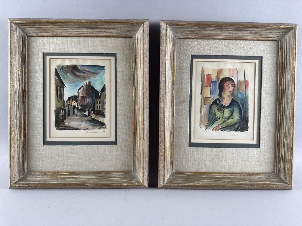 MAURICE DE VLAMINCK (New York/France, 1876-1958), Two works: a portrait and a street scene., (1 of 5)