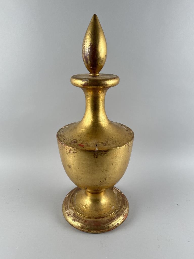CARVED AND GILDED ARCHITECTURAL URN 20th Century Height 22". (1 of 3)