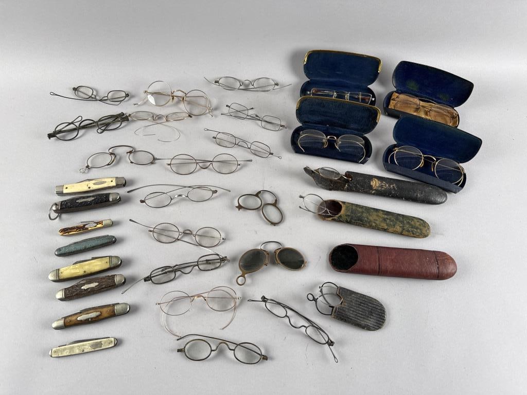 ASSORTMENT OF EYEGLASSES AND POCKET KNIVES Late 19th to Early 20th Century (1 of 4)