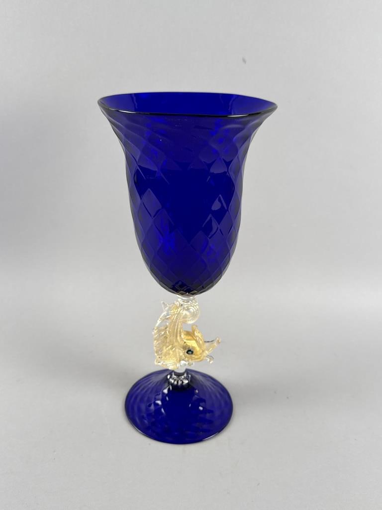 MURANO GLASS GOBLET 20th Century Height 13". (1 of 4)