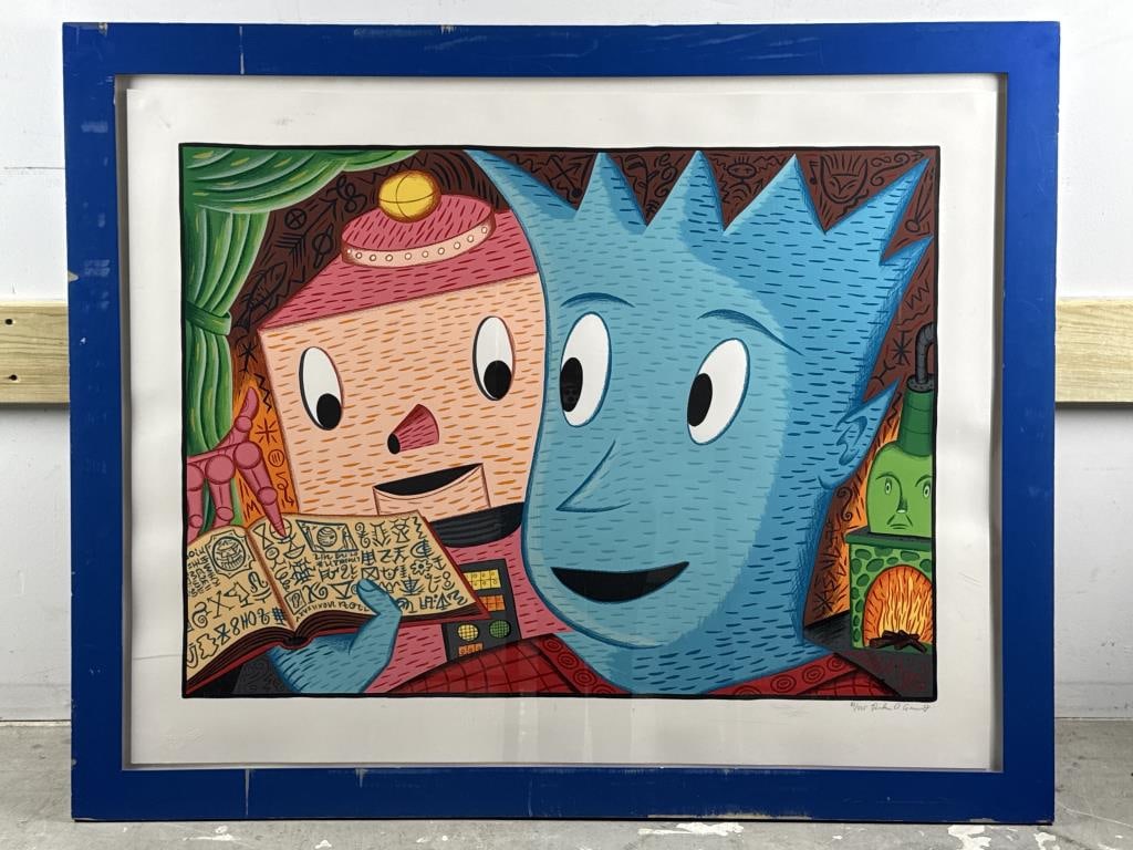 RODNEY ALAN GREENBLAT (New York, 1960-), "Research Pays Off"., Serigraph, sheet 42" x 32". Framed (1 of 2)