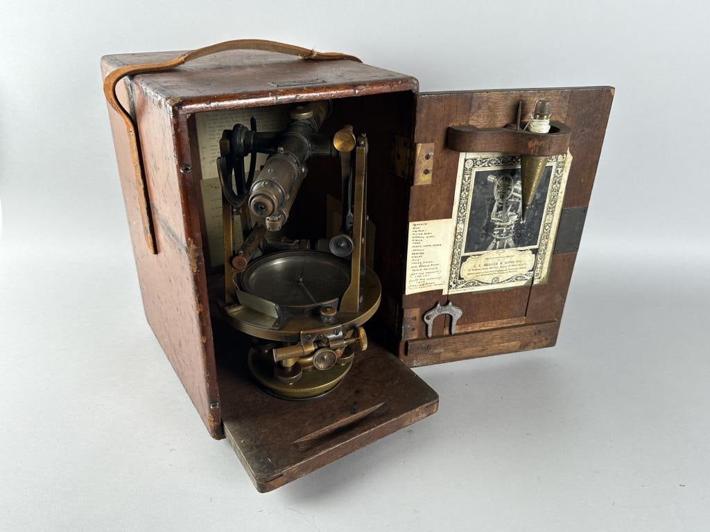 CASED C.L. BERGER & SONS TRANSIT Boston, Early 20th Century Case height 14". Width 10". Depth: CASED C.L. BERGER & SONS TRANSITBoston, Early 20th CenturyCase height 14". Width 10". Depth 11.25".