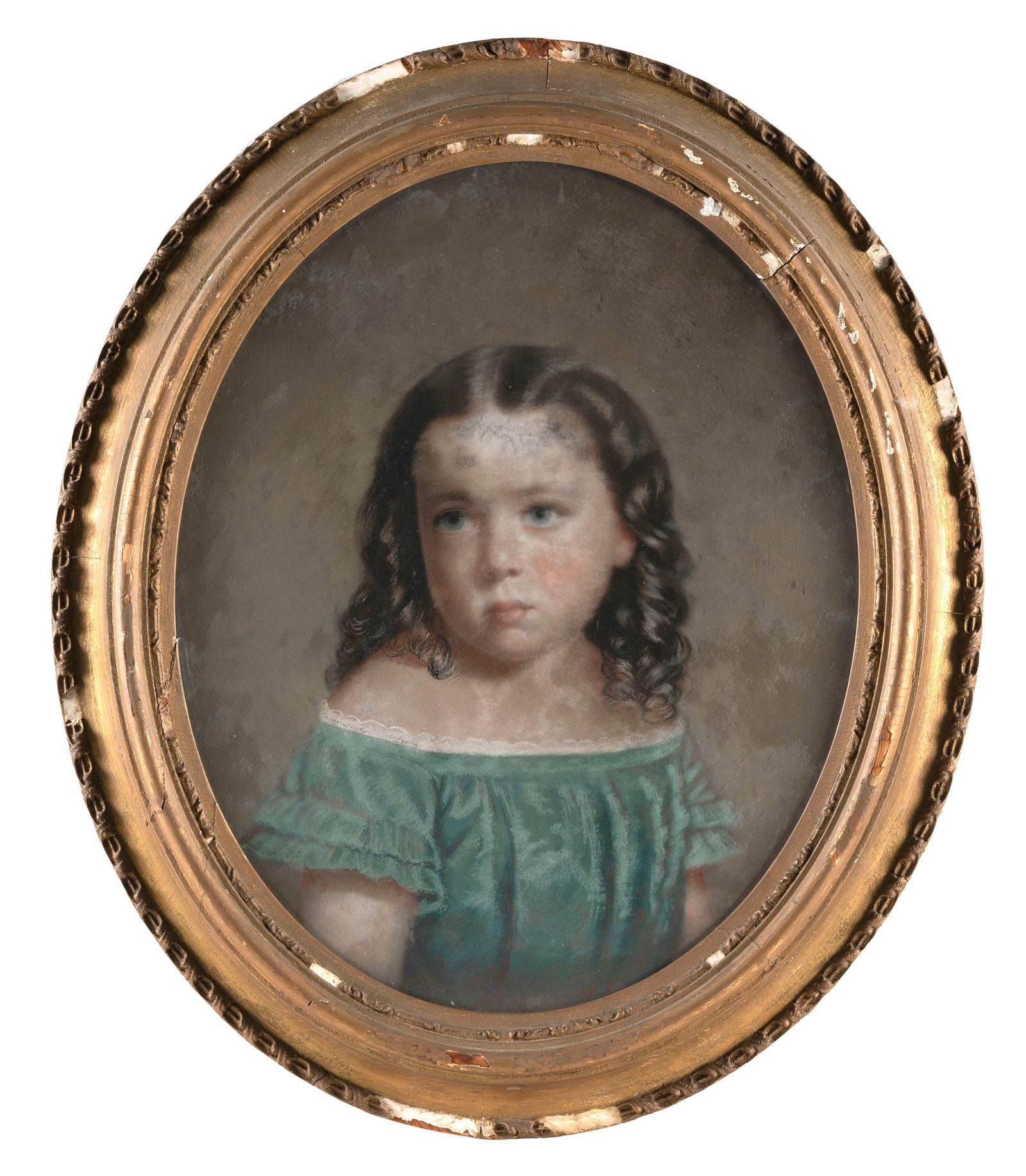 AMERICAN SCHOOL (19th Century,), Half-length portrait of a young girl, identified as Charlotte Ann (1 of 2)