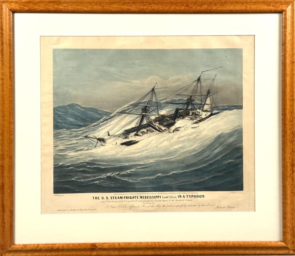 CURRIER & IVES HAND-COLORED LARGE FOLIO LITHOGRAPH "THE U.S. STEAM-FRIGATE MISSISSIPPI ..." New (1 of 2)