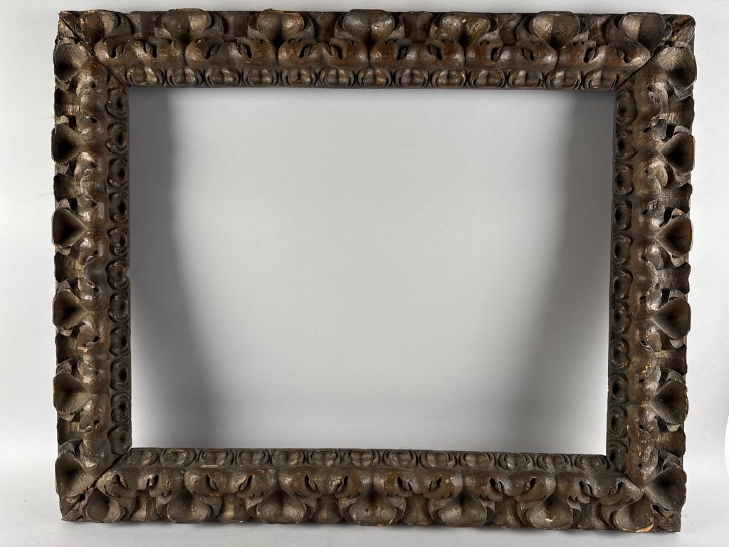 CARVED PICTURE FRAME 19th Century Overall 37.75" x 30.25". (1 of 2)