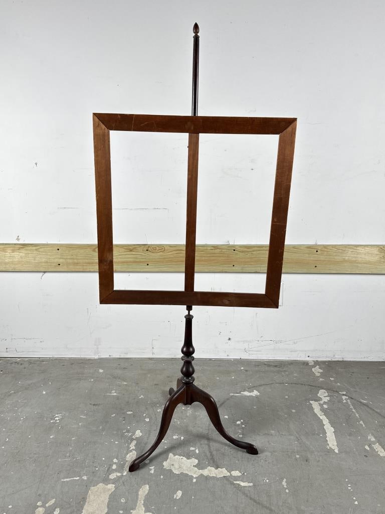POLE SCREEN 19th Century Pole height 54.5", Each frame opening 20.5" height by 9.5" width (1 of 2)