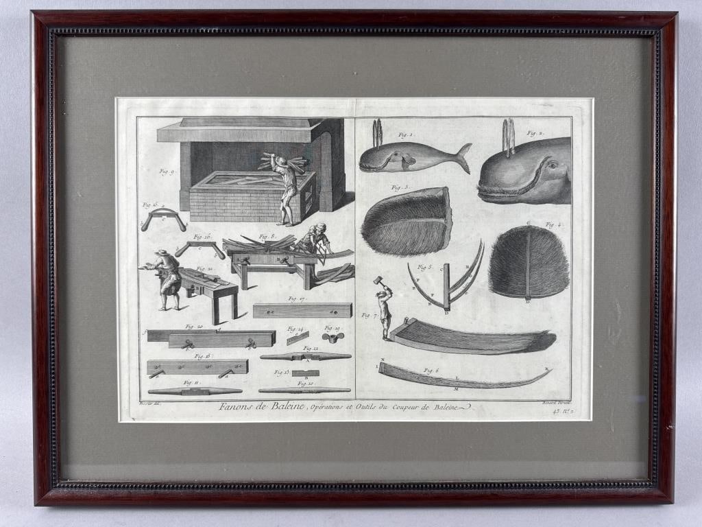 AFTER DENIS DIDEROT (France, 1713-1784), "Fanons de Baleine, Operations et Outils du Coupeur de (1 of 2)