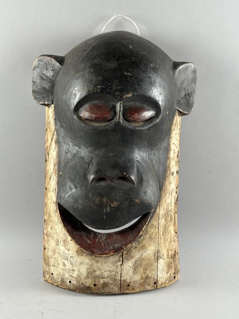 AFRICAN CARVED WOODEN MASK 20th Century Height 22". (1 of 2)