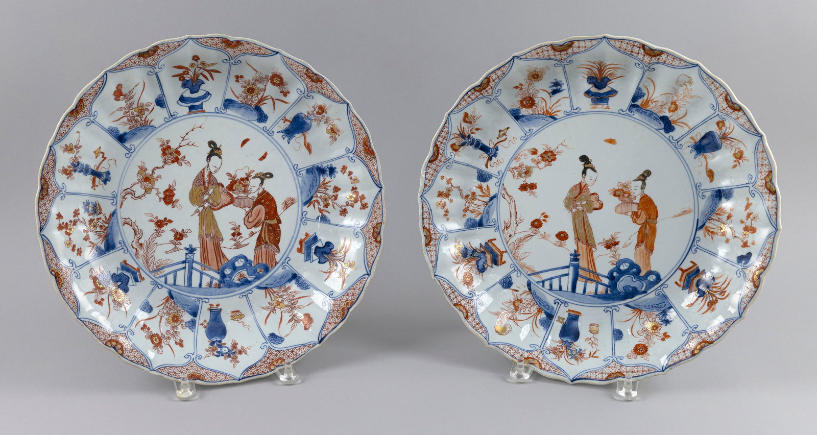 PAIR OF CHINESE EXPORT PORCELAIN CHARGERS First Half of the 18th Century Diameters 13.75". (1 of 1)
