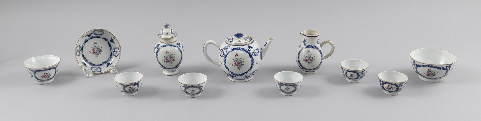RARE MINIATURE CHINESE EXPORT PORCELAIN PARTIAL TEA SERVICE Late 18th/Early 19th Century Heights to (1 of 1)