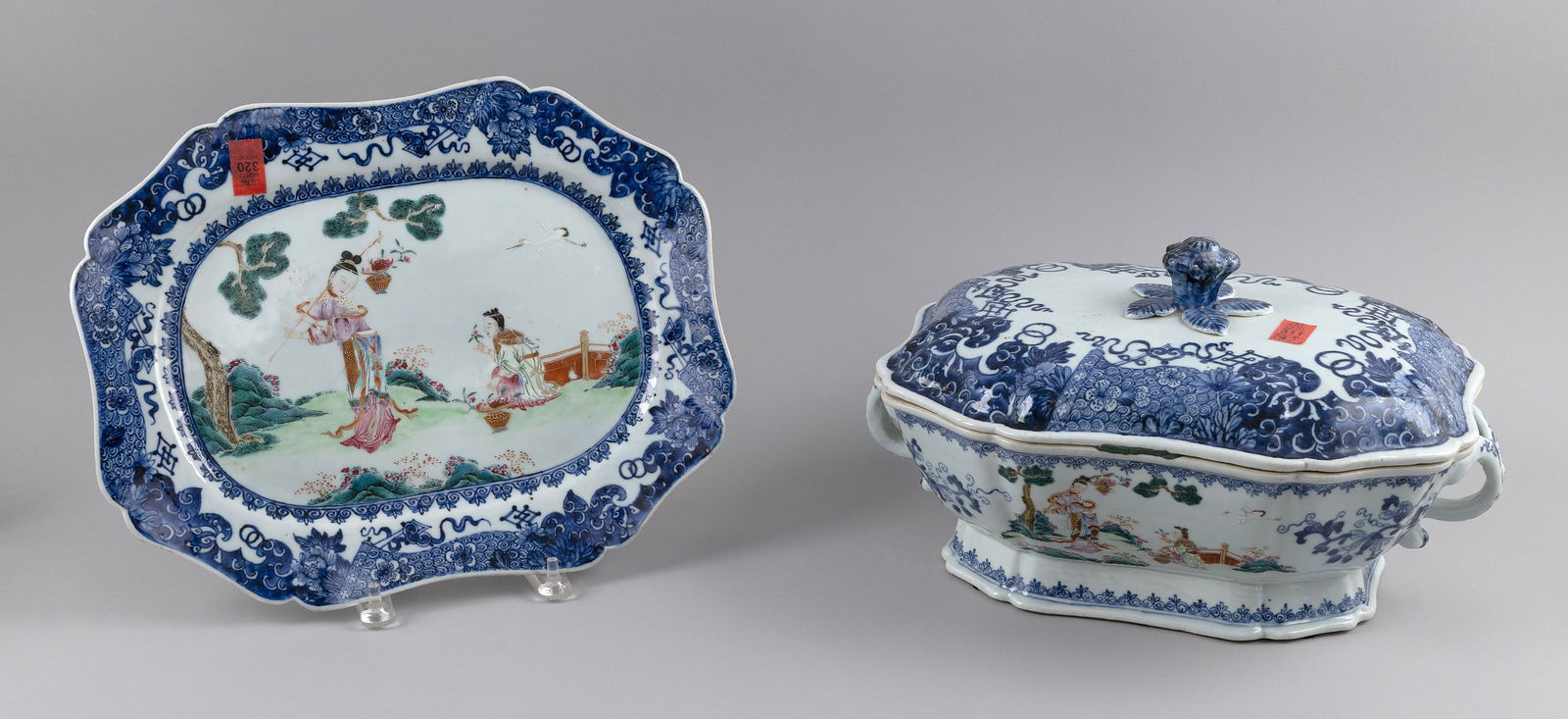 CHINESE EXPORT PORCELAIN LIDDED SOUP TUREEN WITH UNDERTRAY Late 18th/Early 19th Century Total height (1 of 1)