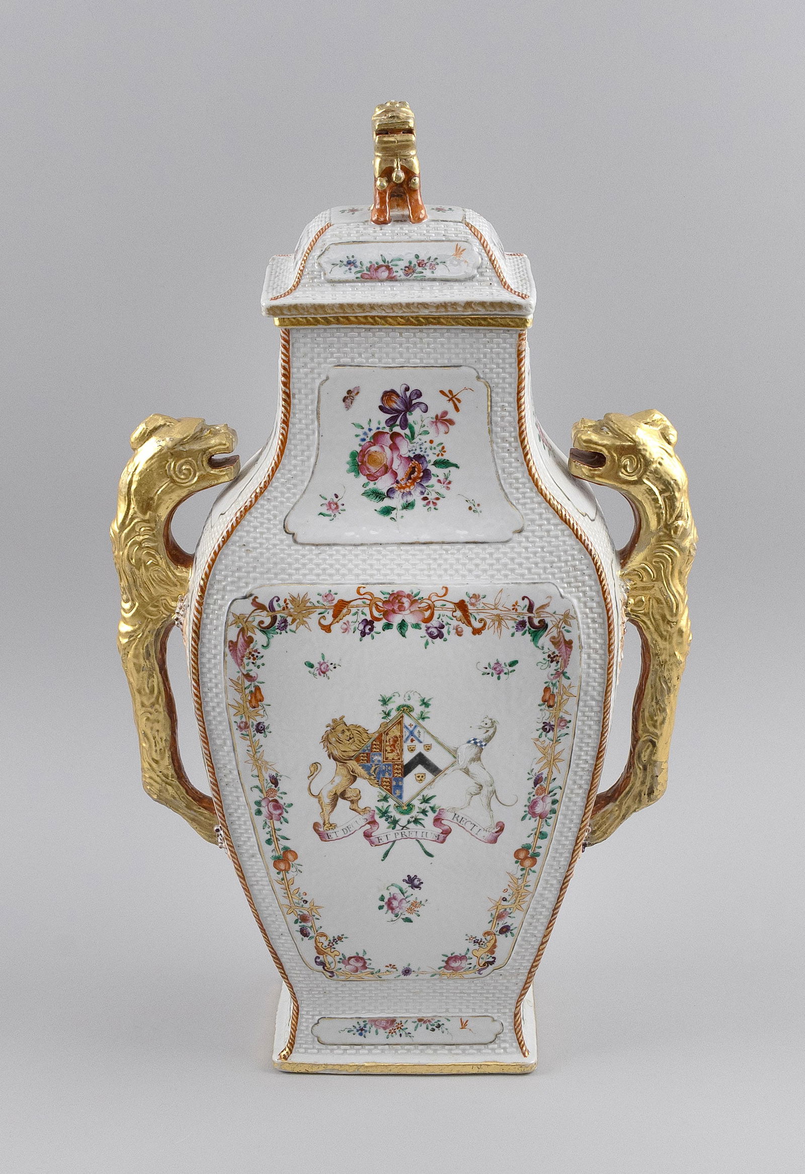 CHINESE EXPORT ARMORIAL PORCELAIN LIDDED JAR Second Half of the 18th Century Height 20". Width (1 of 1)