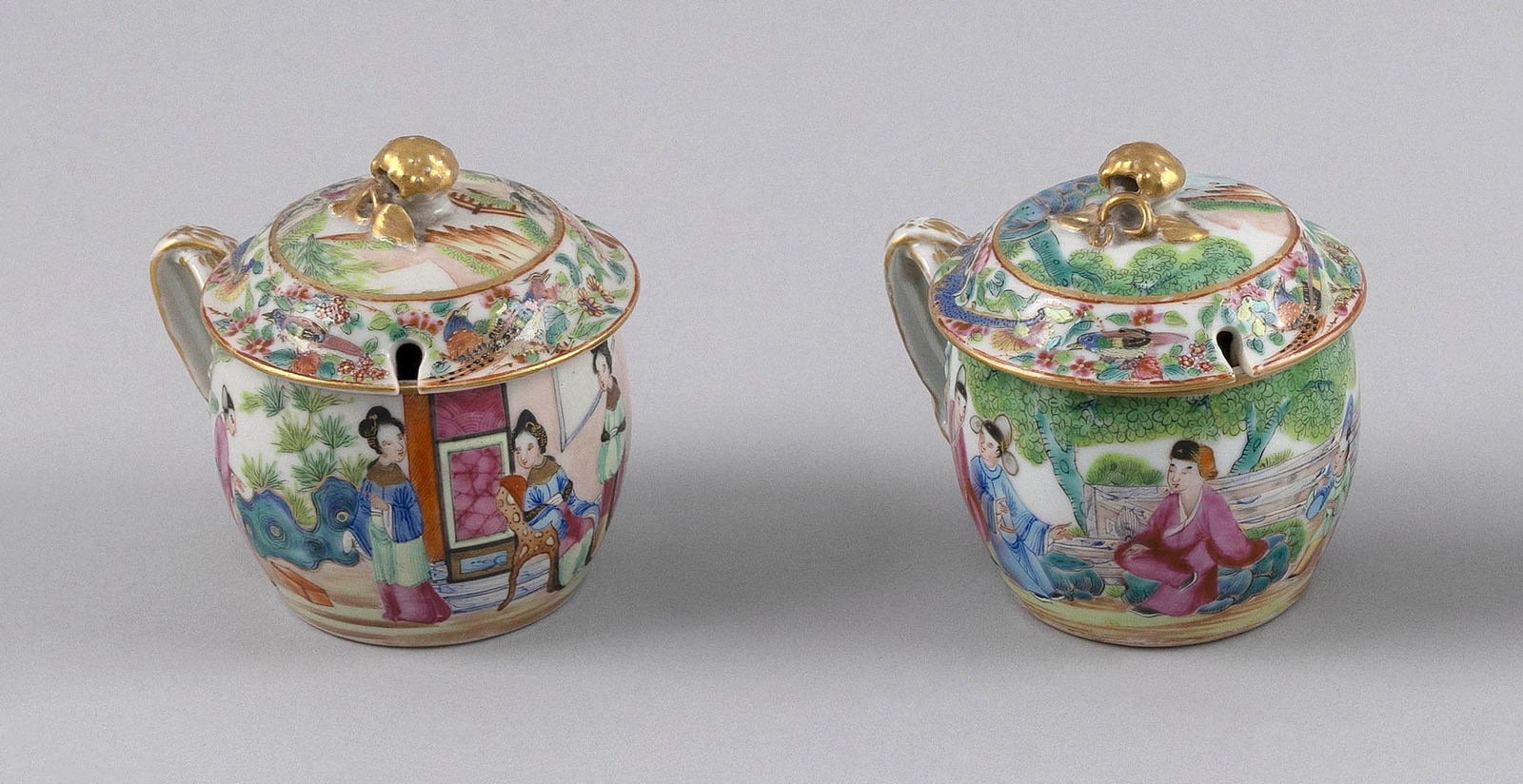 TWO RARE CHINESE EXPORT PORCELAIN SYLLABUBS 19th Century Heights 3.75". (1 of 2)