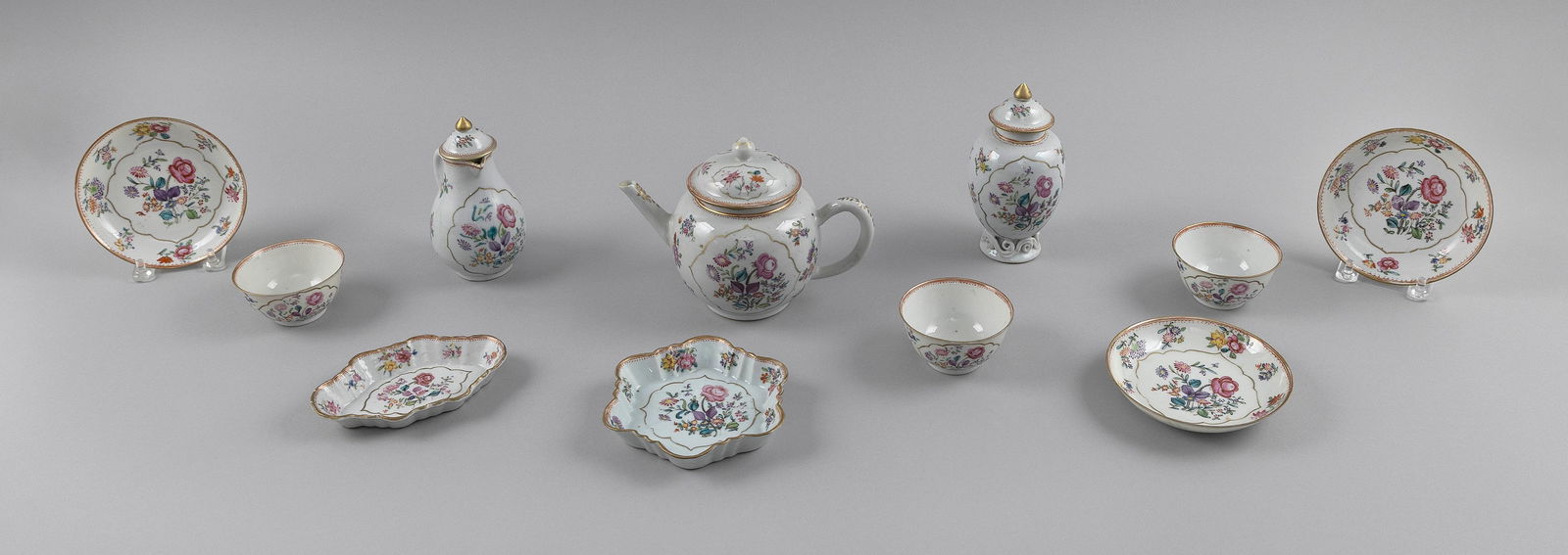CHINESE EXPORT PORCELAIN PARTIAL TEA SERVICE Second Half of the 18th Century Heights to 5.75". (1 of 1)
