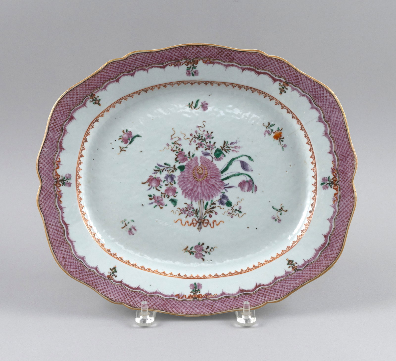 CHINESE EXPORT PORCELAIN PLATTER Late 18th Century Length 13.25". (1 of 2)