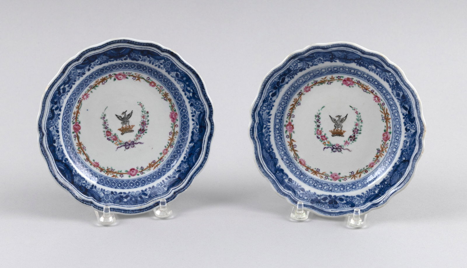 PAIR OF CHINESE EXPORT PORCELAIN PLATES Late 18th/Early 19th Century Diameters 6.25". (1 of 2)
