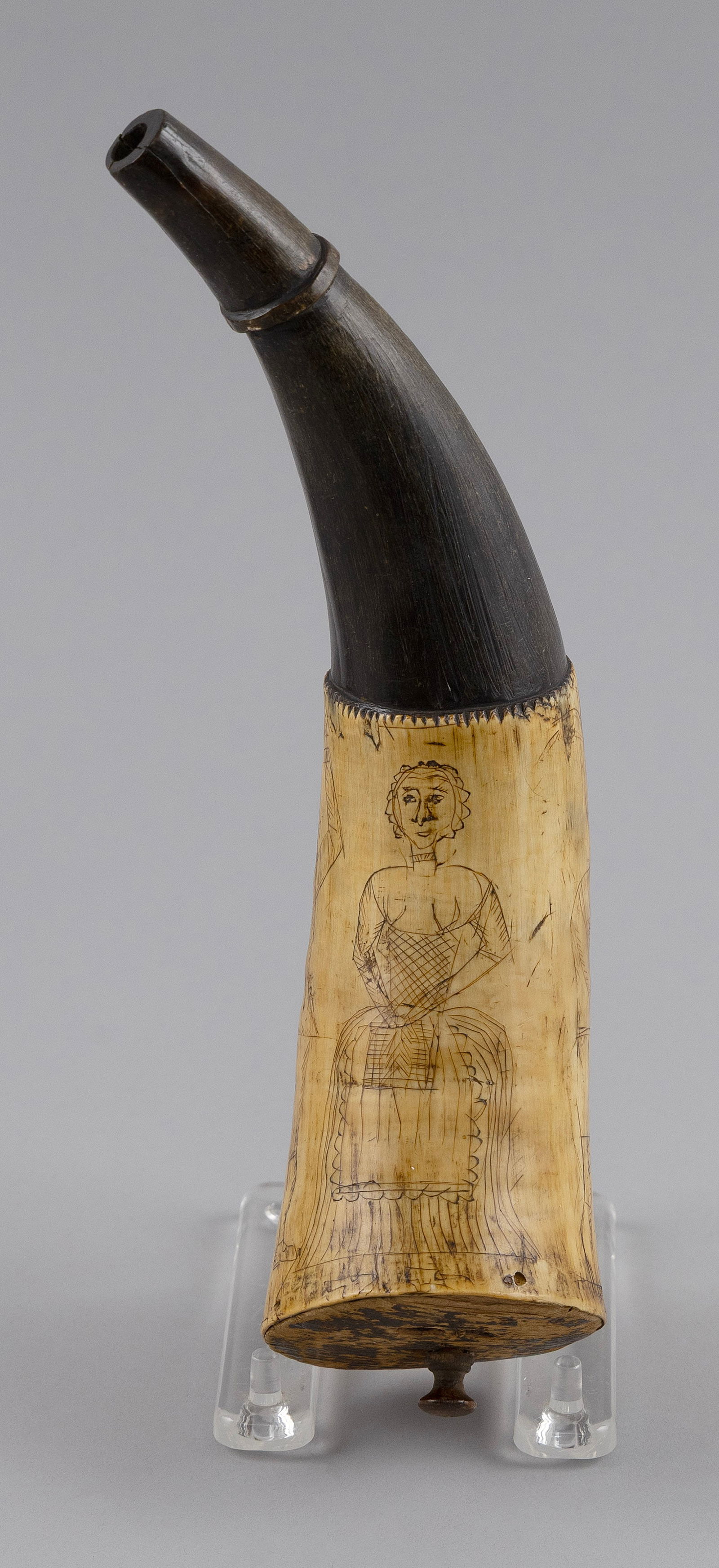 ALEXANDER COLHOUN ENGRAVED POWDER HORN Dated 1778 Length 9.5". (1 of 6)