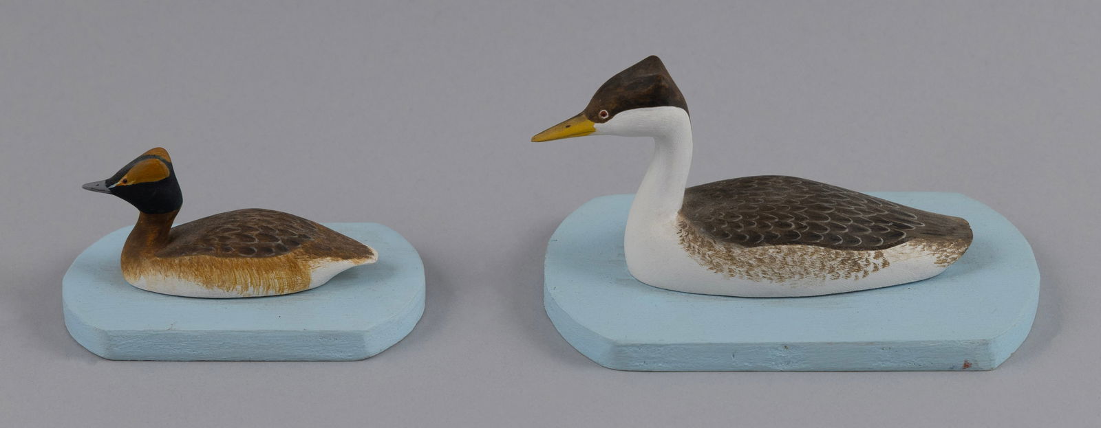 TWO HAROLD GIBBS MINIATURE GREEBS Barrington, Rhode Island, 1886-1970 Base lengths 3" and 4.25". (1 of 1)