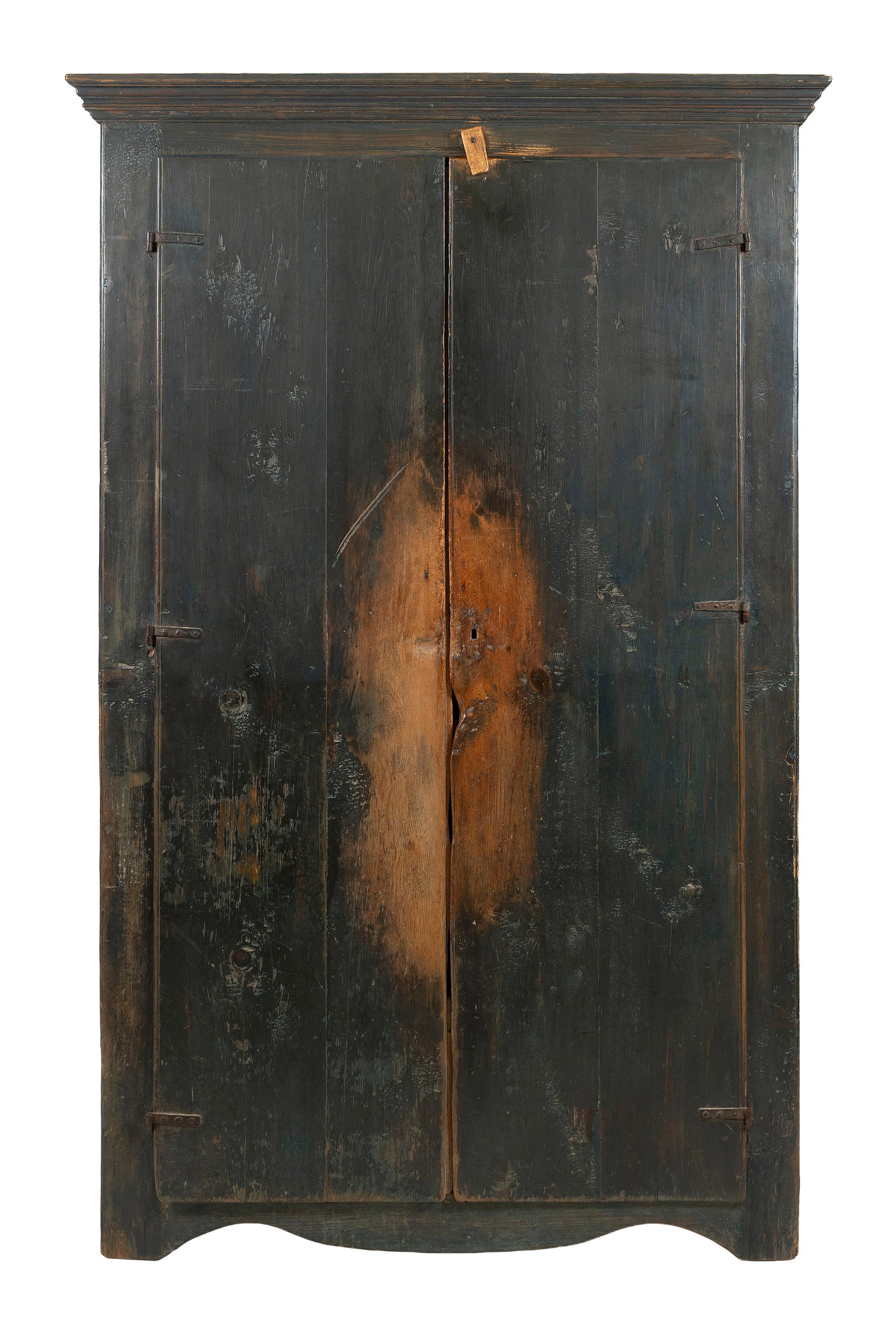 CANADIAN BLUE-GREEN PAINTED PINE CUPBOARD Early 19th Century Height 80.75". Width 52". Depth 14". (1 of 1)
