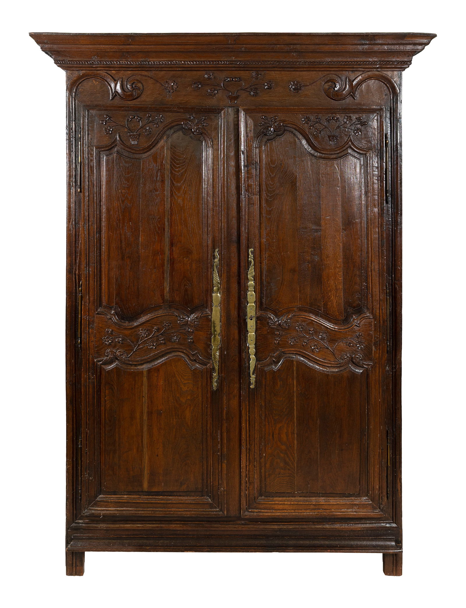 CONTINENTAL RELIEF-CARVED OAK ARMOIRE 18th Century Height 80". Width 50.5". Depth 19". (1 of 1)