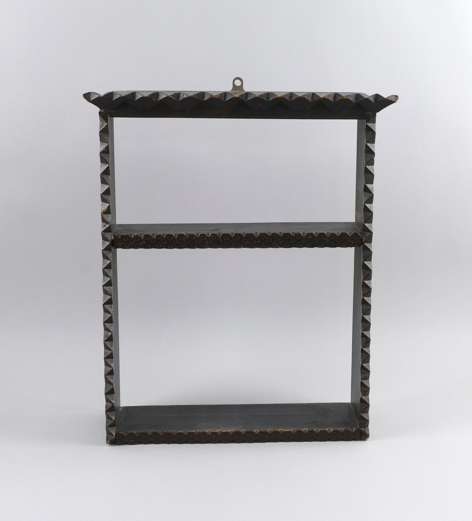 TRAMP ART DISPLAY SHELF 19th Century Height 20.75". Width 17". Depth 5". (1 of 3)