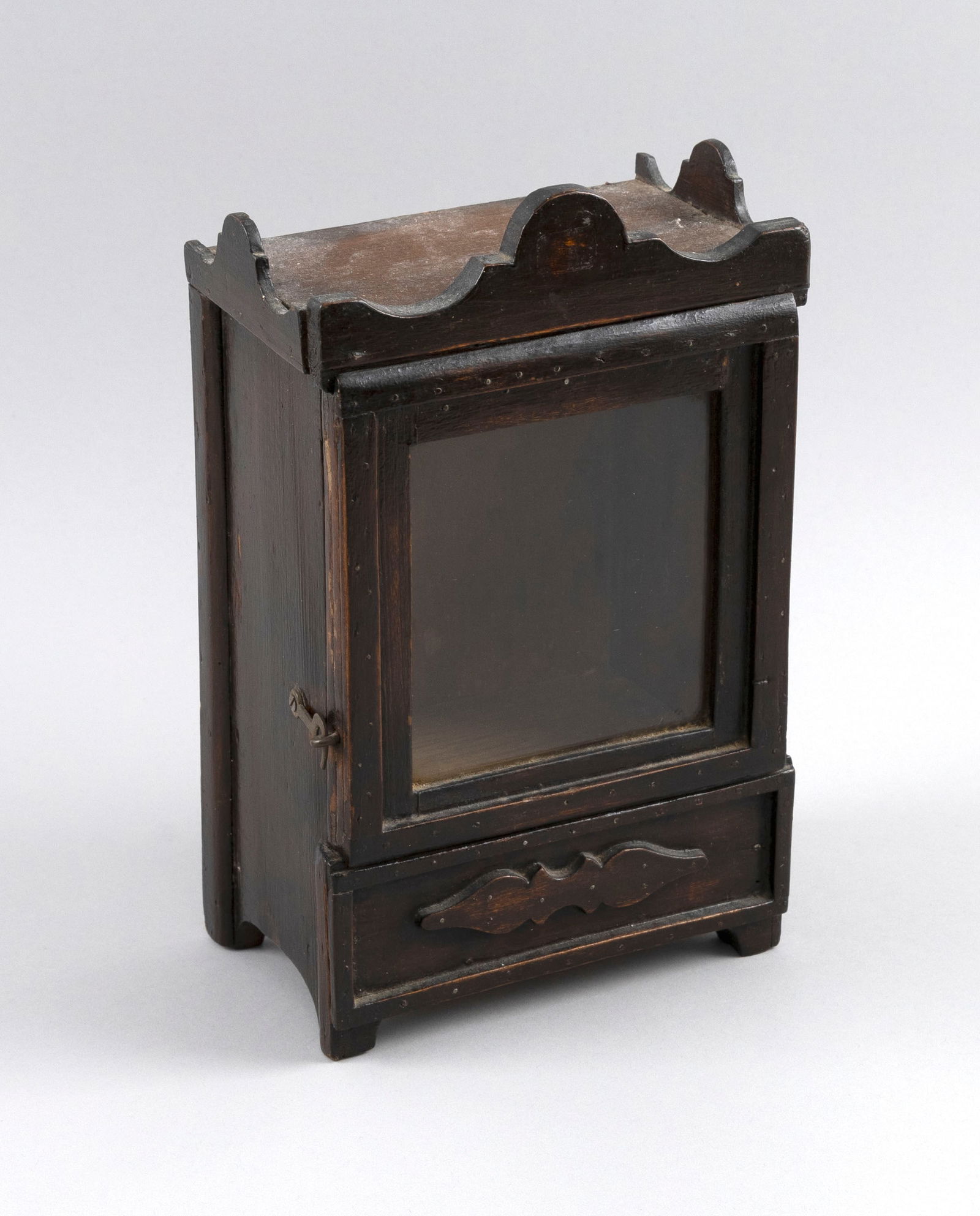 MINIATURE HANGING CUPBOARD Mid-19th Century Height 10.5". Width 6.5". Depth 4". (1 of 4)