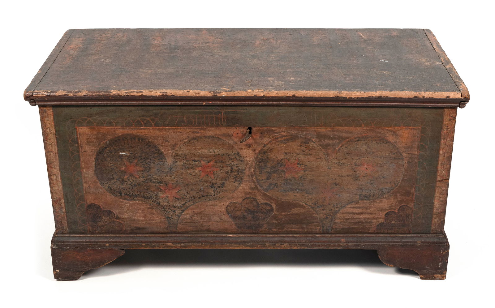 RARE PENNSYLVANIA DOWER CHEST Late 18th Century Height 25.25". Width 50.5". Depth 22.75". (1 of 2)