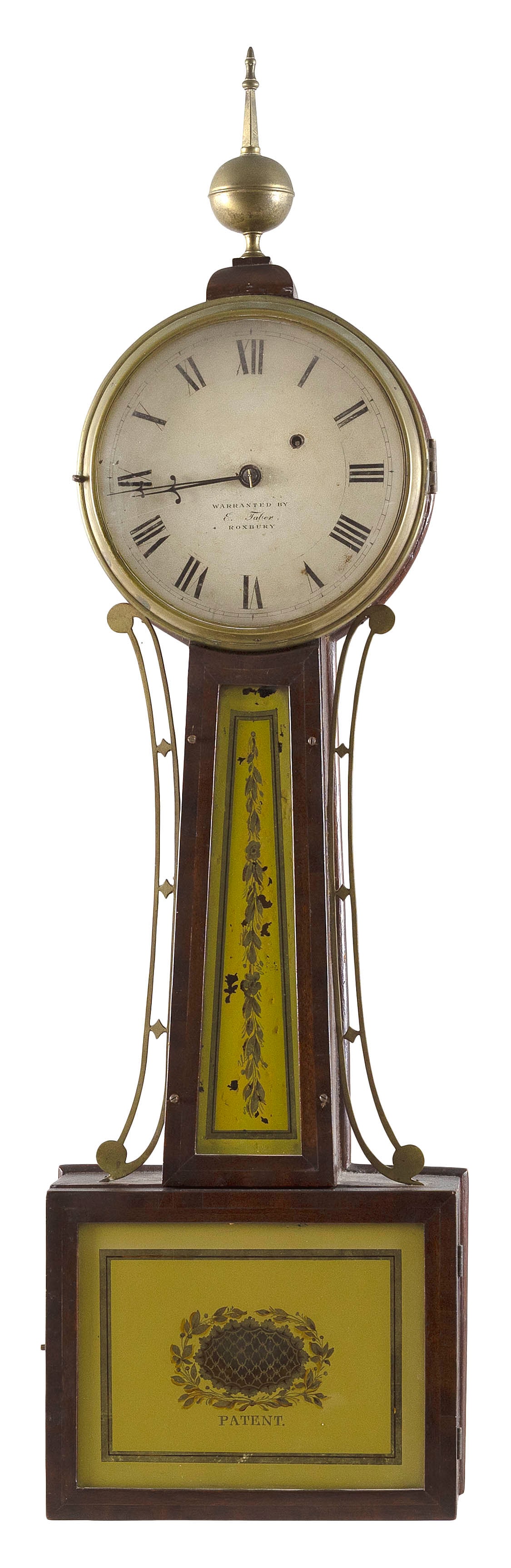 EARLY AMERICAN BANJO CLOCK BY ELNATHAN TABER Roxbury, Massachusetts, Early 19th Century Height (1 of 1)