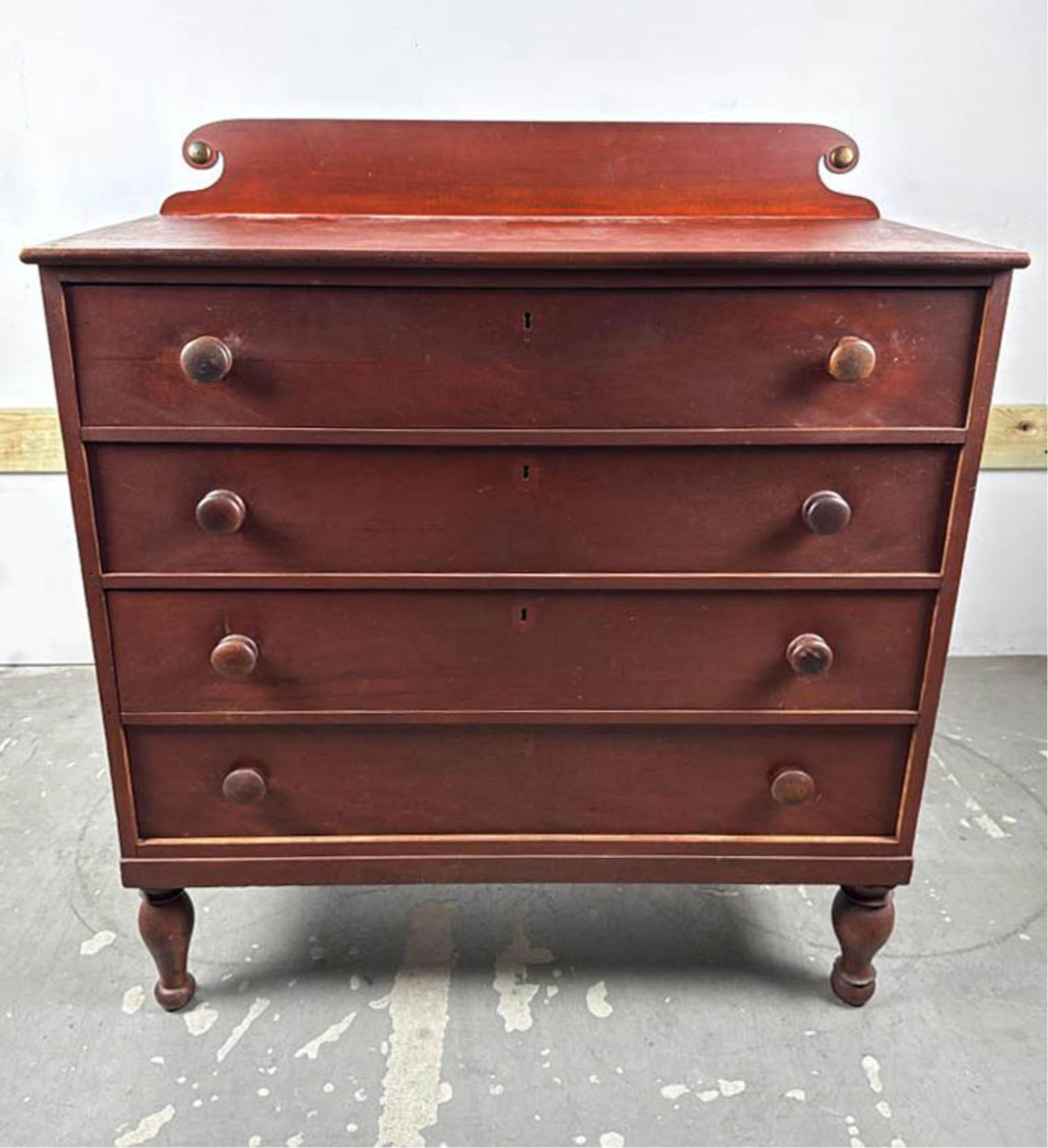 COUNTRY SHERATON FOUR-DRAWER CHEST 19th Century Height 46". Width 40". Depth 18.5". (1 of 5)