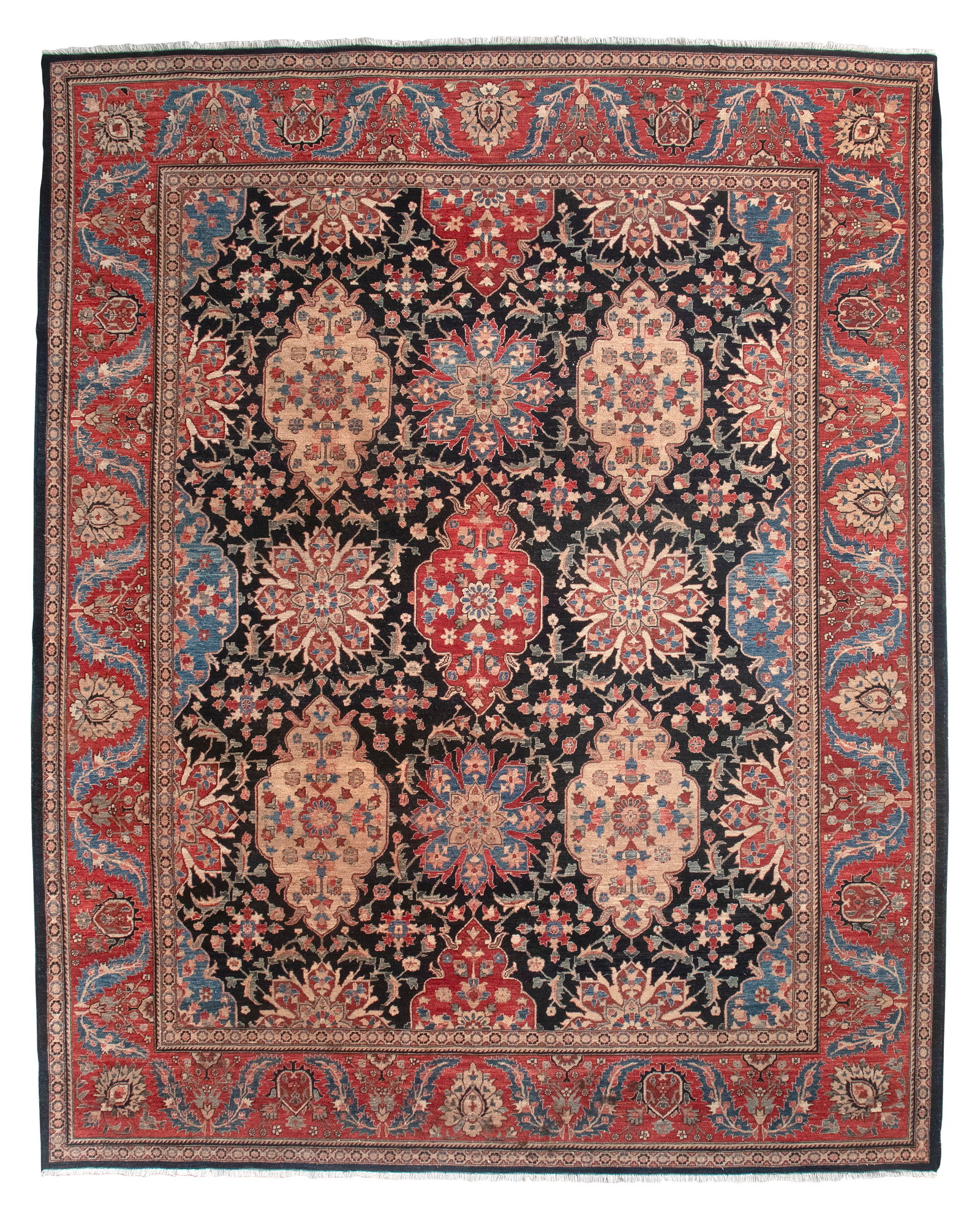 PESHAWAR RUG IN PERSIAN DESIGN: 7'10" X 9'10" Early 20th Century (1 of 1)