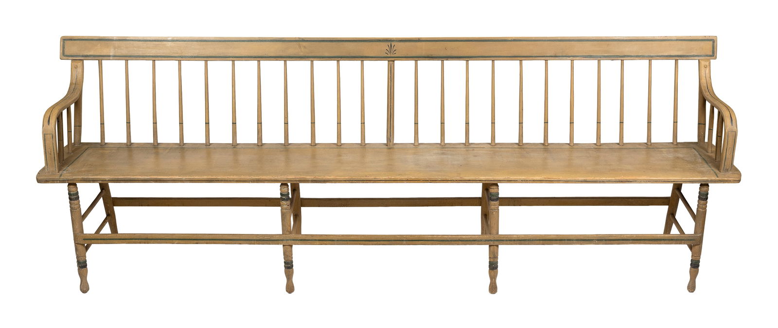 DEACON'S BENCH 19th Century Back height 32.5". Seat height 17". Length 95.5". (1 of 1)