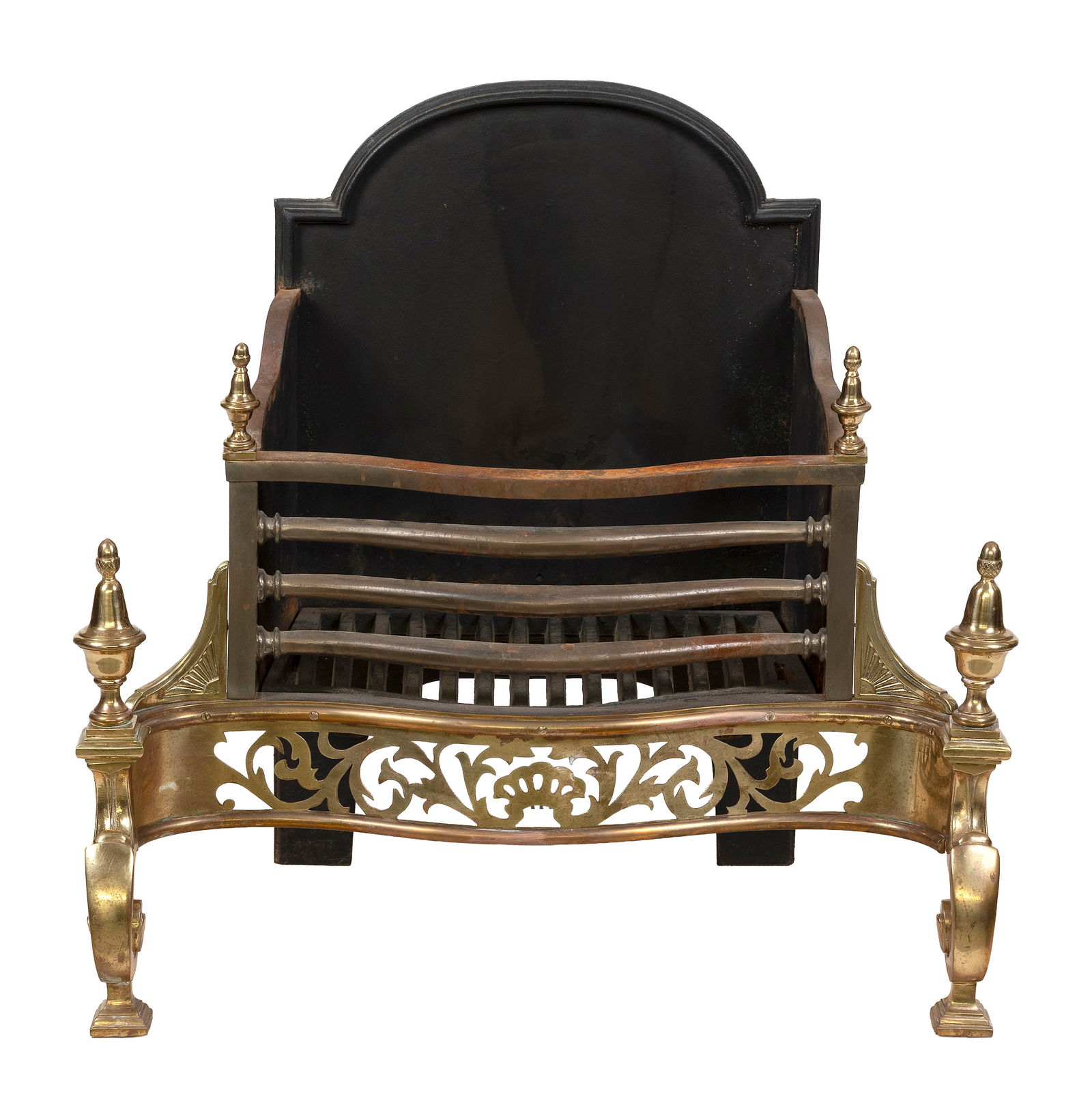 BRASS AND CAST IRON FIREPLACE INSERT 19th Century Height 26". Width 27.5". Depth 16". (1 of 1)