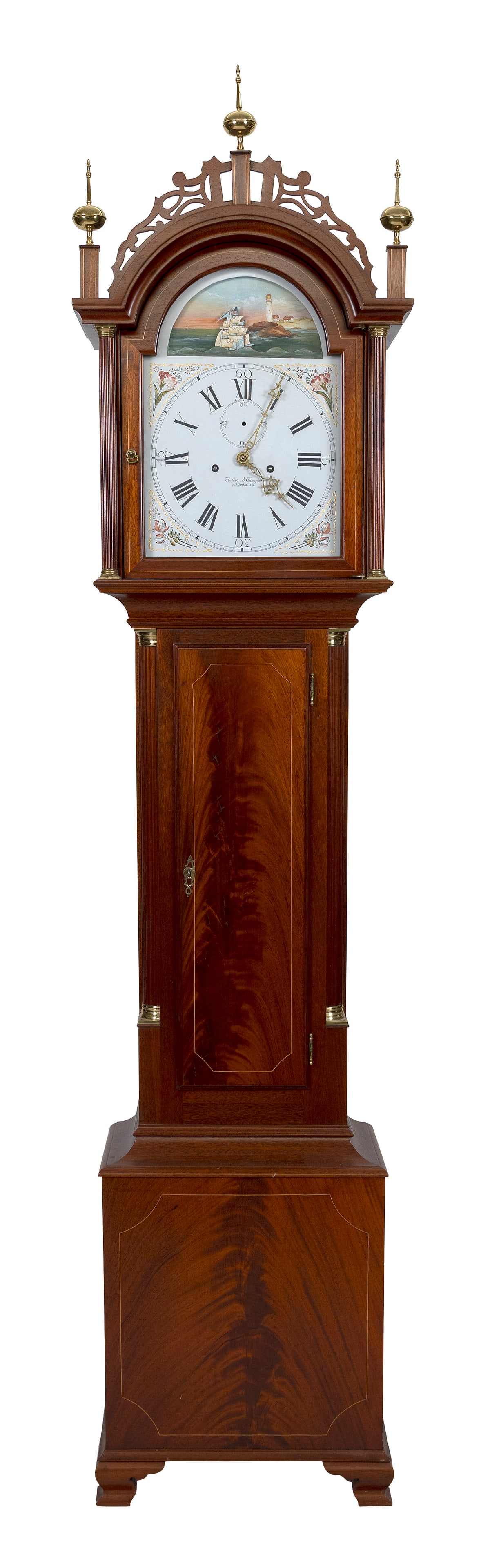FOSTER S. CAMPOS TALL CASE CLOCK Pembroke, Massachusetts, 20th Century Height 86.5". Width 18". (1 of 1)