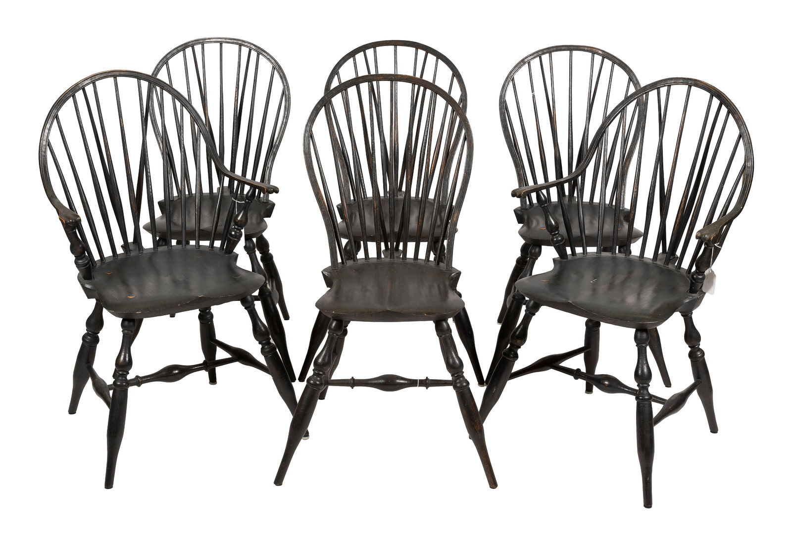 SET OF SIX ROBERT BARROW WINDSOR CHAIRS Rhode Island, 20th Century Back heights 38". Seat heights (1 of 1)
