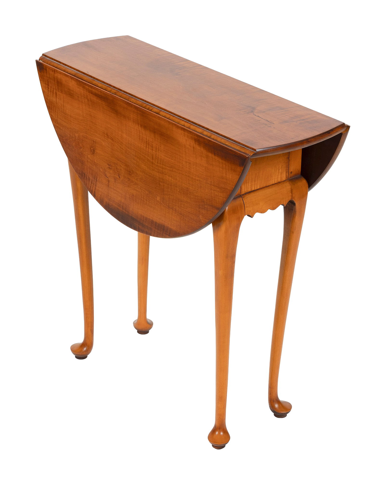 ELDRED WHEELER TIGER MAPLE DROP-LEAF BREAKFAST TABLE Massachusetts, 20th Century Height 27.5". (1 of 1)