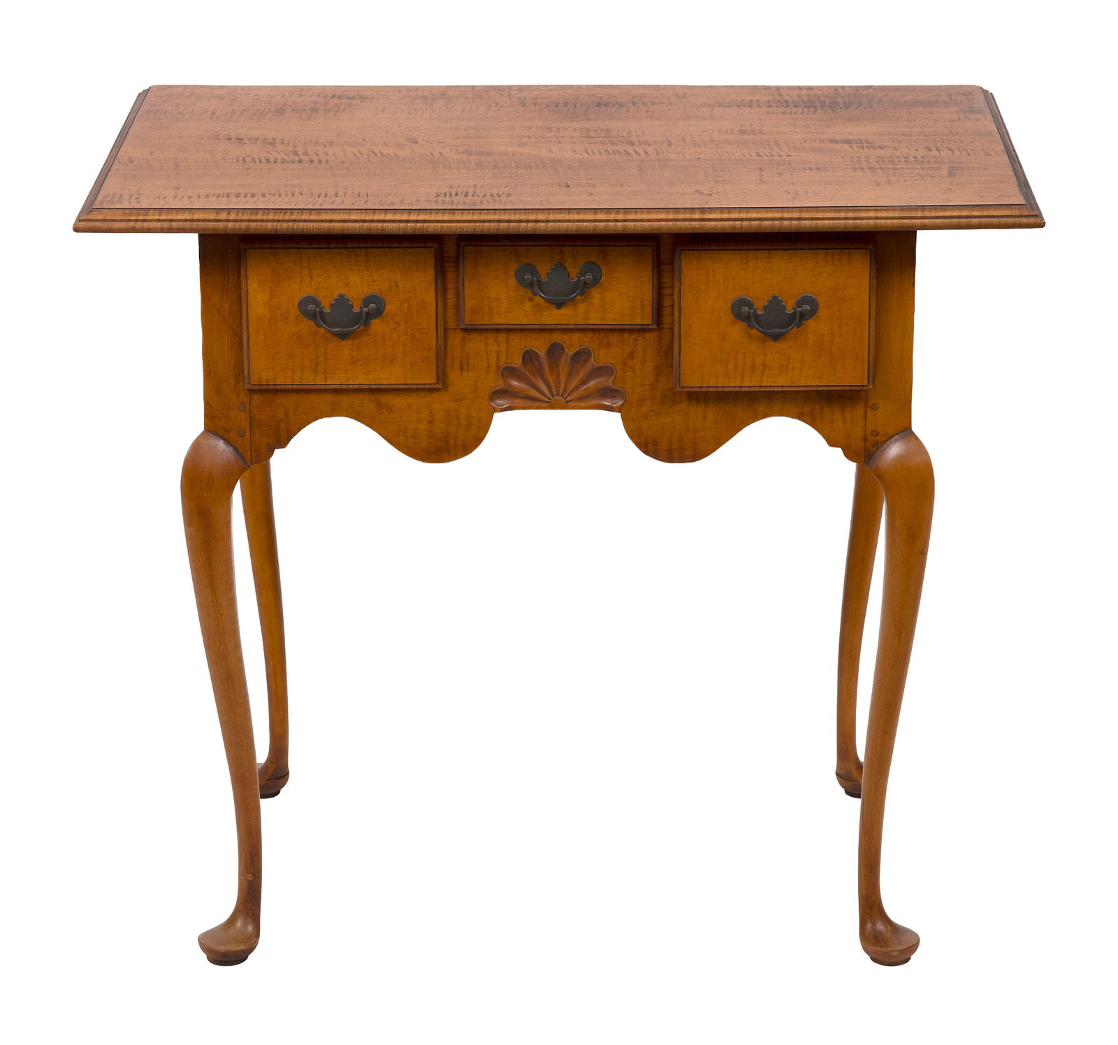 ELDRED WHEELER TIGER MAPLE LOWBOY Massachusetts, 20th Century Height 28". Width 31.5". Depth 19". (1 of 1)