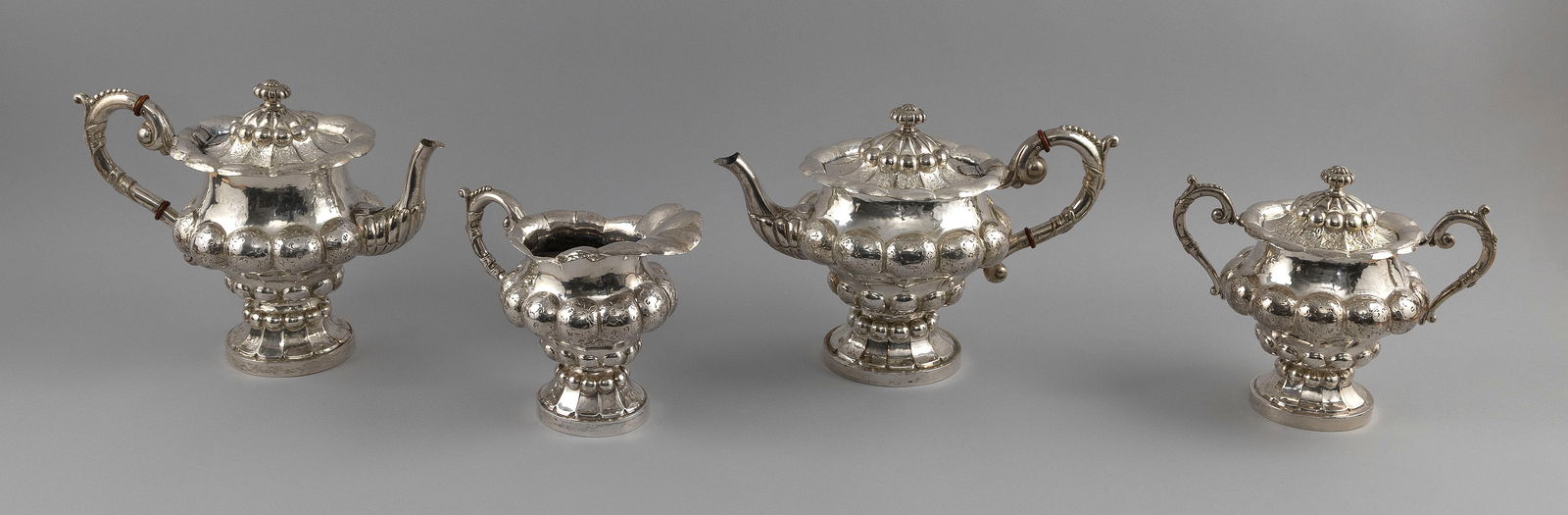 GERMAN 800 SILVER FOUR-PIECE TEA SET BY FRANZ BAHNER D?sseldorf, Late 19th Century Approx. 107.0 (1 of 1)