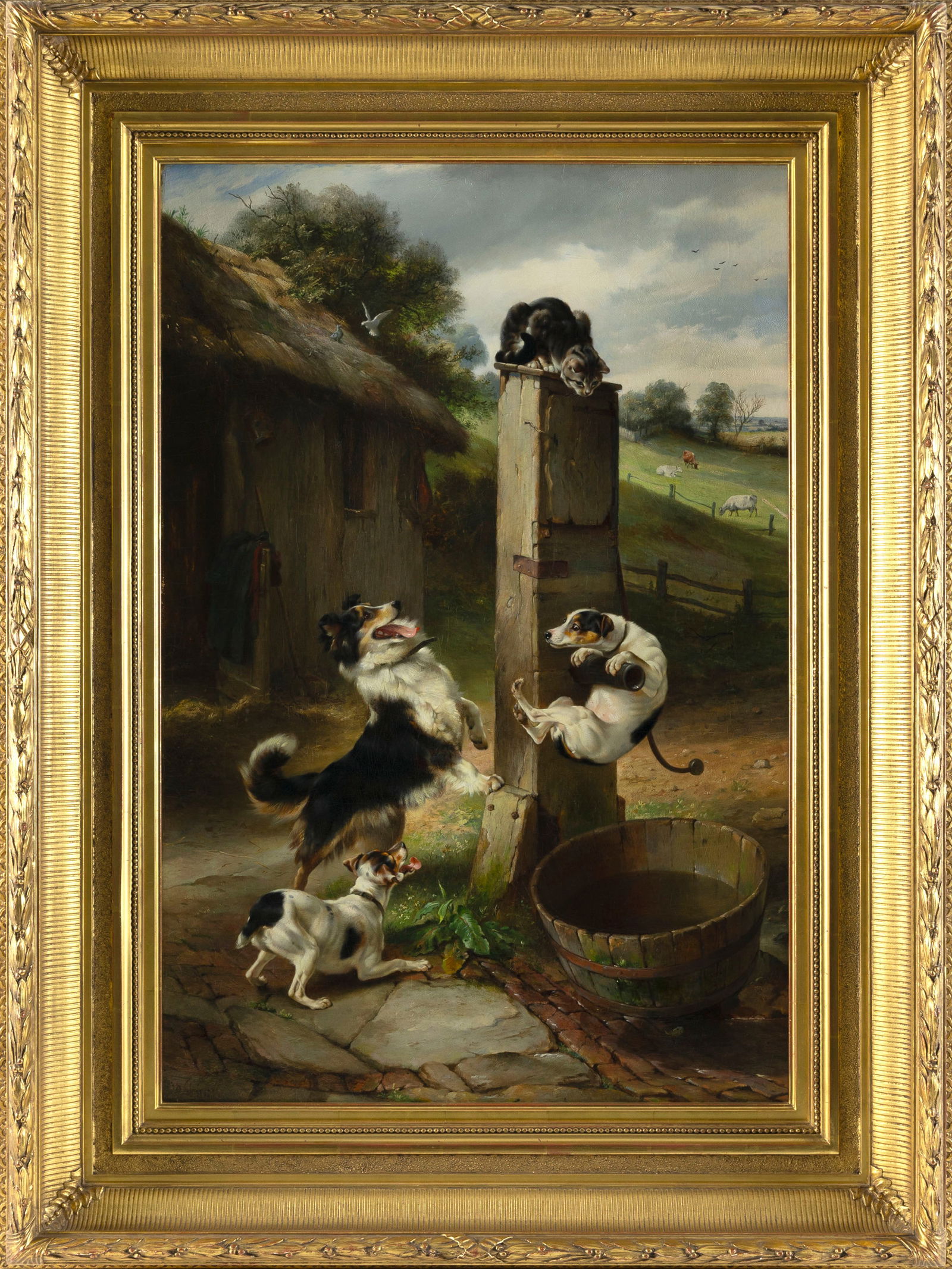 WALTER HUNT (England, 1861-1941), Outwitted again., Oil on canvas, 29.5" x 20". Framed 39.5" x: WALTER HUNTEngland, 1861-1941Outwitted again. Signed lower left "W. Hunt".Oil on canvas, 29.5" x 20". Framed 39.5" x 20.5". Provenance:Guarisco Gallery, Washington, D.C.Private Collection, Na