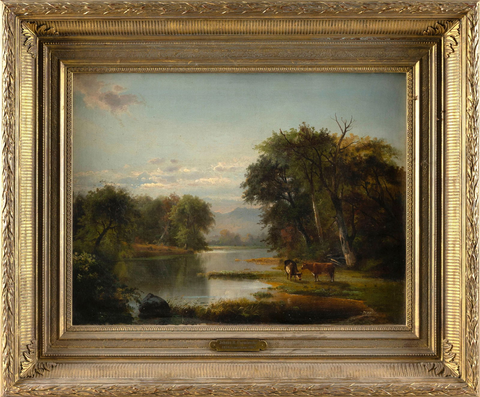 JOHANN HERMANN CARMIENCKE (New York/Denmark/Germany, 1810-1867), Cattle by the water's edge., Oil on (1 of 2)