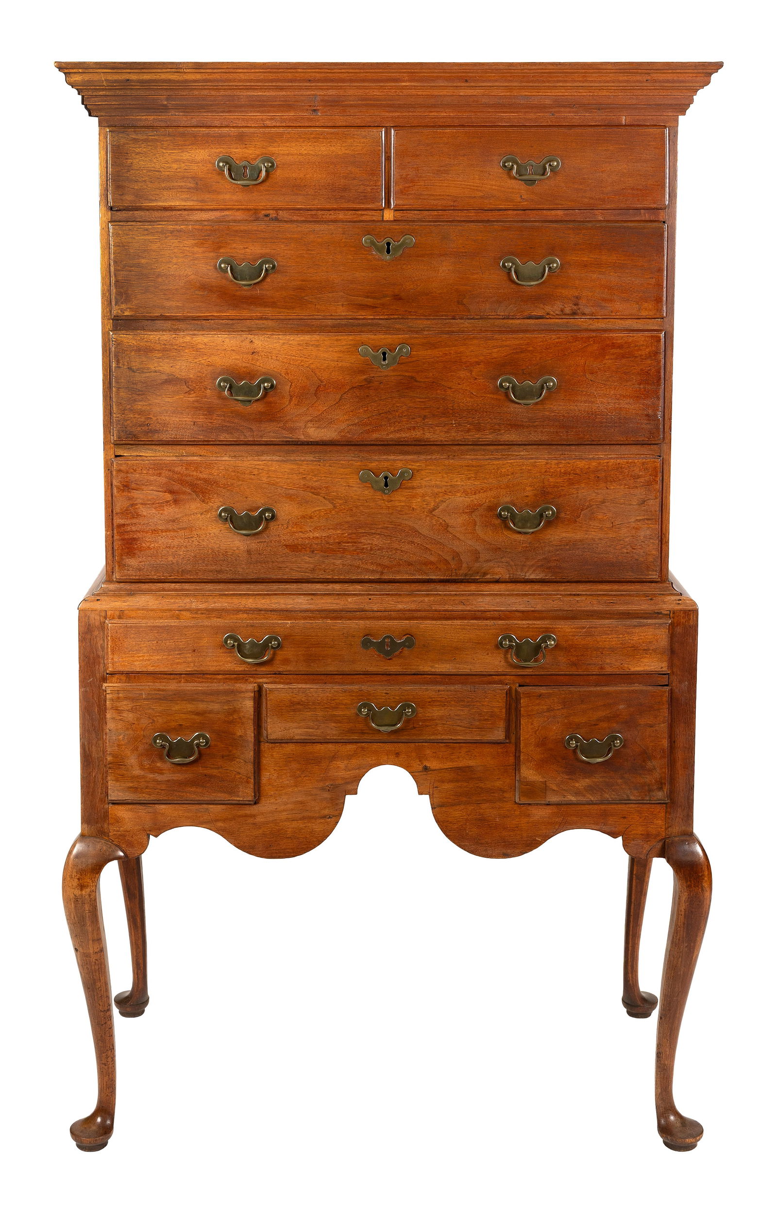 QUEEN ANNE HIGHBOY Circa 1790 Height 70". Width 38.5". Depth 20". (1 of 1)